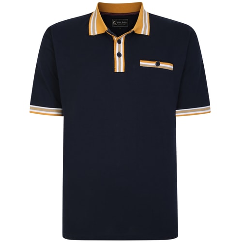 KAM Pique Tipped Polo Navy
